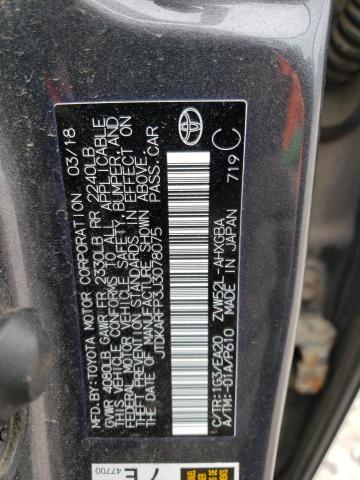 JTDKARFP3J3078075 - 2018 TOYOTA PRIUS PRIM GRAY photo 13