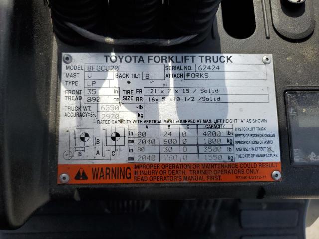62424 - 2014 TOYOTA FORKLIFT Naranja foto 10