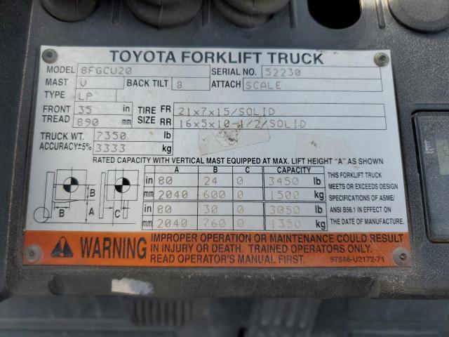52230 - 2014 TOYOTA FORKLIFT Orange photo 10