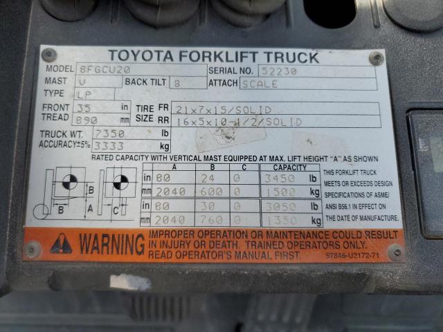 52230 - 2014 TOYOTA FORKLIFT ORANGE photo 10