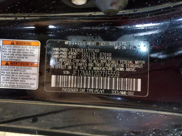 JF1ZNAA12D2715559 - 2013 TOYOTA SCION FR-S შავი ფოტო 12