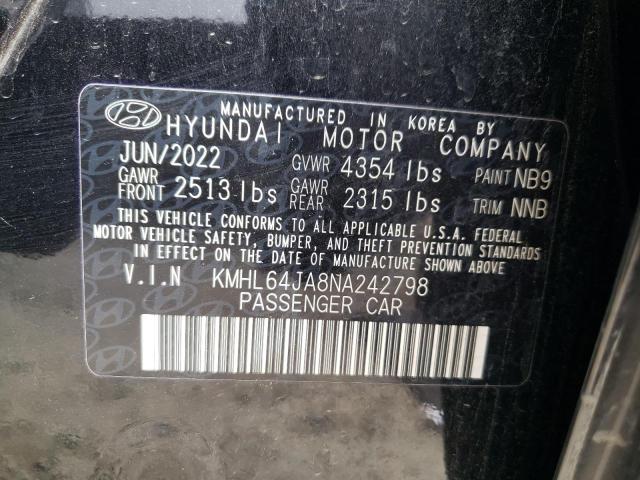 KMHL64JA8NA242798 - 2022 HYUNDAI SONATA SEL BLACK photo 12