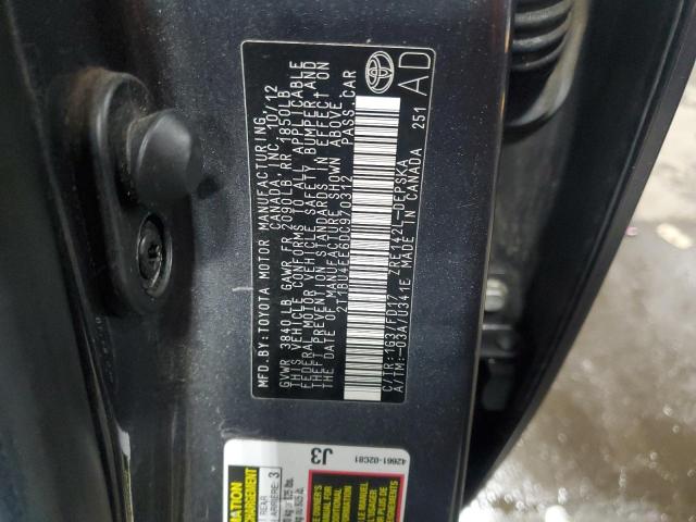 2T1BU4EE6DC970312 - 2013 TOYOTA COROLLA BASE Серый фото 12