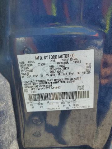 1FTPW14V87FA11862 - 2007 FORD F-150 SUPERCREW BLUE photo 12