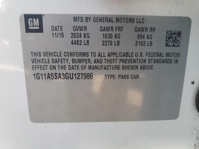 1G11A5SA3GU127986 - 2016 CHEVROLET MALIBU LIM LS WHITE photo 12