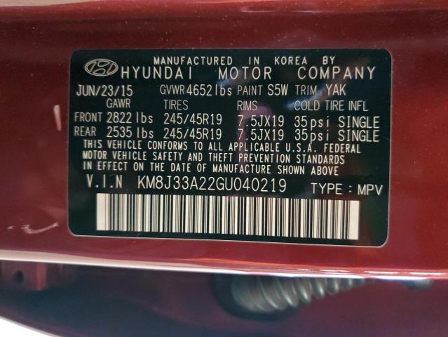 KM8J33A22GU040219 - 2016 HYUNDAI TUCSON LIMITED BURGUNDY photo 13