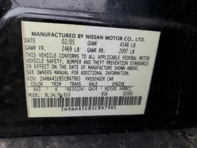 1N4BA41E85C847965 - 2005 NISSAN MAXIMA SE BLACK photo 12