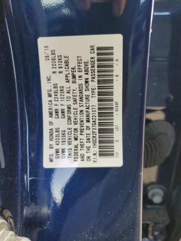 1HGCR2F37GA231077 - 2016 HONDA ACCORD LX BLUE photo 13