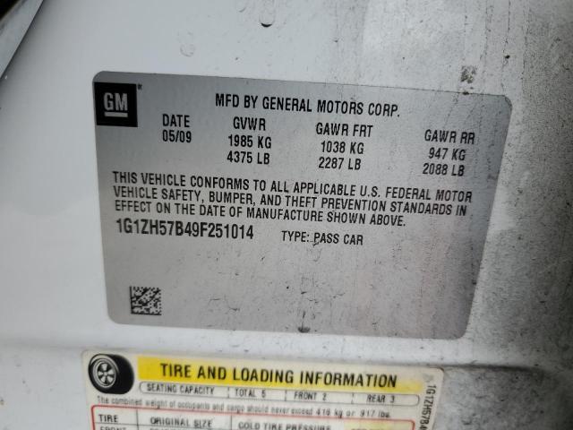 1G1ZH57B49F251014 - 2009 CHEVROLET MALIBU 1LT 白色 照片 12