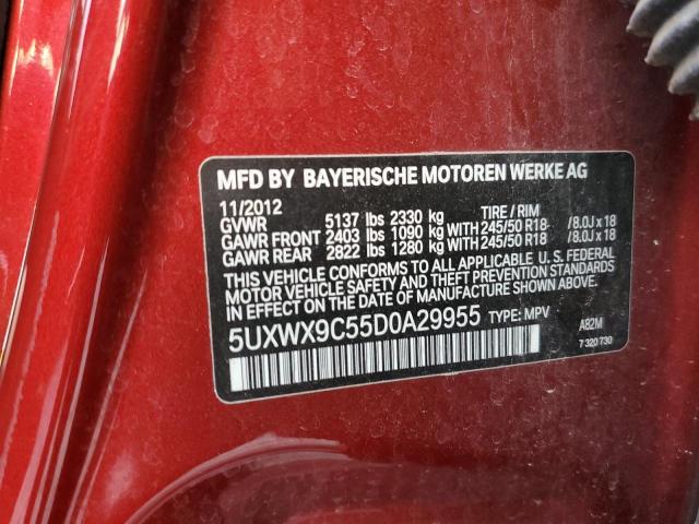 5UXWX9C55D0A29955 - 2013 BMW X3 XDRIVE28I RED photo 13