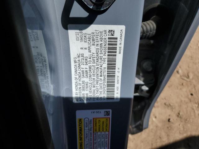 2HGFE2F5XNH577018 - 2022 HONDA CIVIC SPORT GRAY photo 12