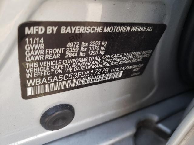 WBA5A5C53FD517279 - 2015 BMW 528 I SILVER photo 12