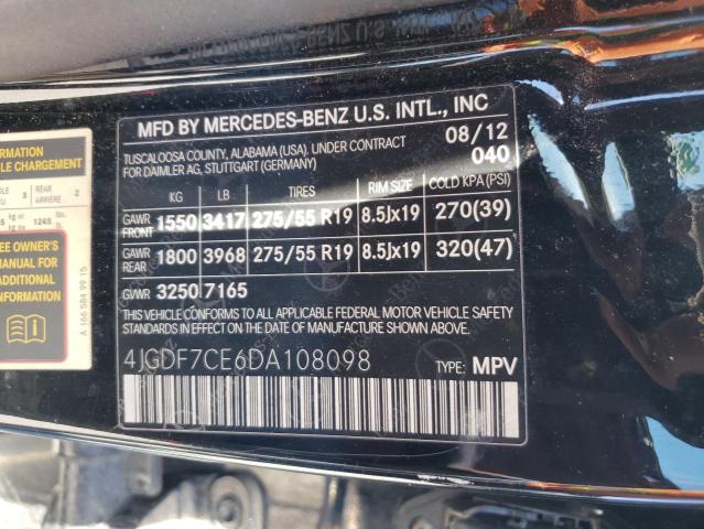 4JGDF7CE6DA108098 - 2013 MERCEDES-BENZ GL 450 4MATIC BLACK photo 13