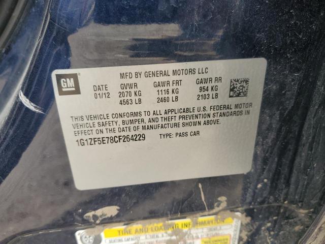 1G1ZF5E78CF264229 - 2012 CHEVROLET MALIBU 3LT ლურჯი ფოტო 12