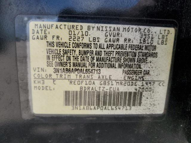 3N1AB6AP0AL654713 - 2010 NISSAN SENTRA 2.0 BLACK photo 12