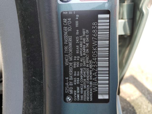 WBAAZ33405KW76838 - 2005 BMW 325 IS SULEV BLUE photo 12