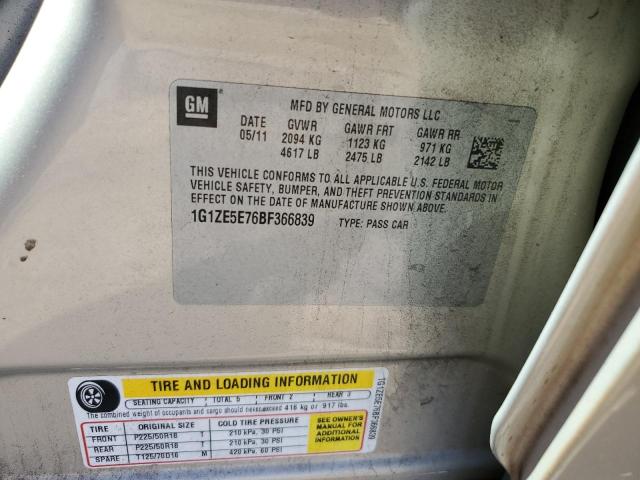 1G1ZE5E76BF366839 - 2011 CHEVROLET MALIBU LTZ ოქროსფერი ფოტო 12