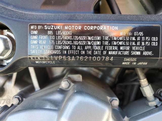 JS1VP53A762100784 - 2006 SUZUKI SV650 BLUE photo 10