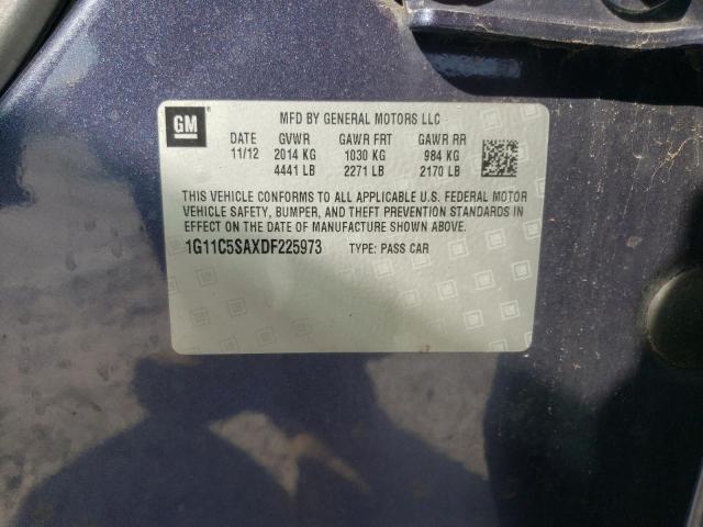 1G11C5SAXDF225973 - 2013 CHEVROLET MALIBU 1LT 蓝色 照片 12