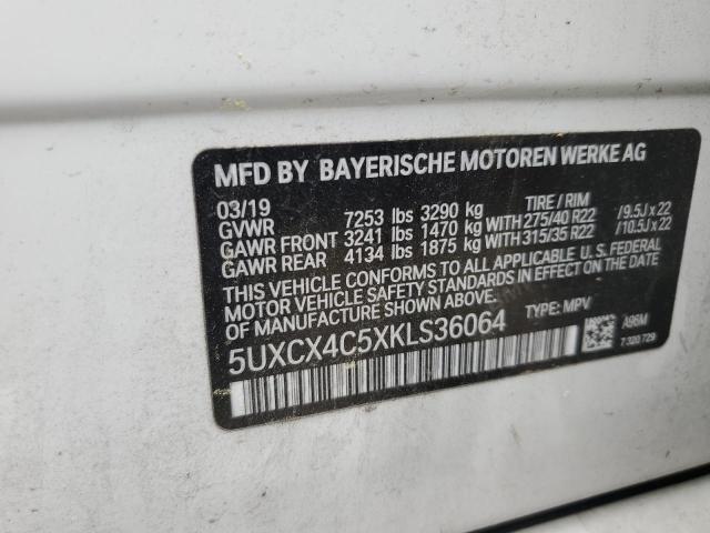 5UXCX4C5XKLS36064 - 2019 BMW X7 XDRIVE50I WHITE photo 13