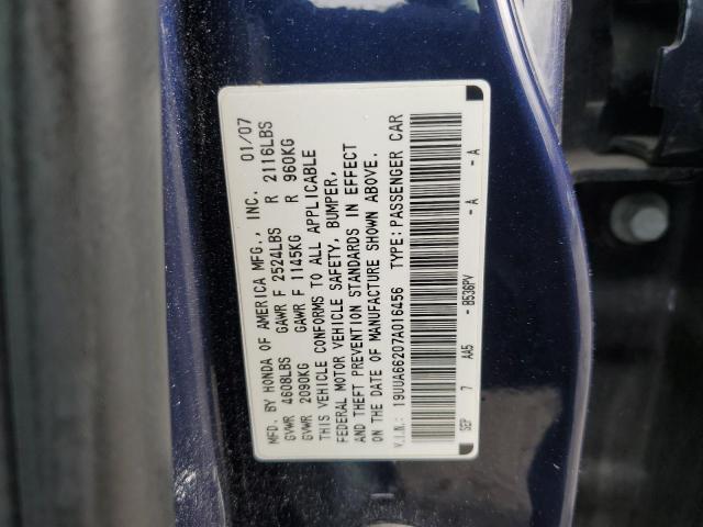 19UUA66207A016456 - 2007 ACURA TL BLUE photo 12