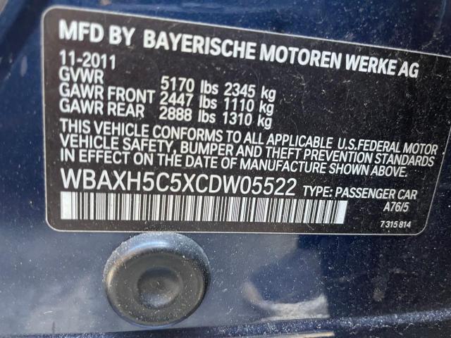 WBAXH5C5XCDW05522 - 2012 BMW 528 XI BLUE photo 10