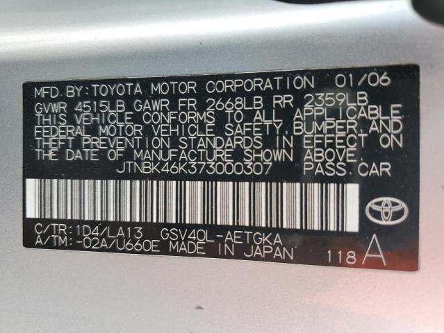 JTNBK46K373000307 - 2007 TOYOTA CAMRY LE BEIGE photo 12