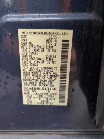 5N1AR18W86C610160 - 2006 NISSAN PATHFINDER LE 蓝色 照片 13