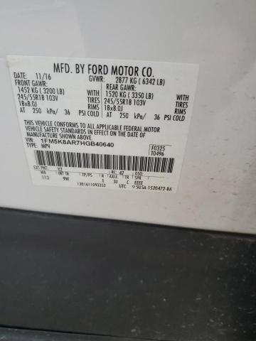 1FM5K8AR7HGB40640 - 2017 FORD EXPLORER POLICE INTERCEPTOR WHITE photo 13