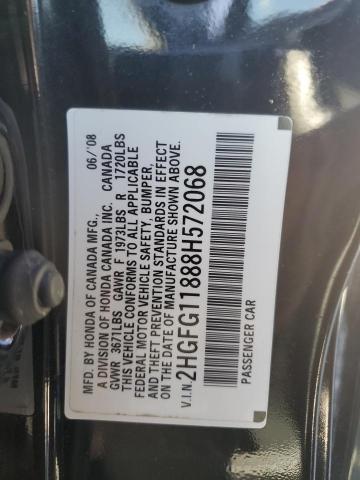 2HGFG11888H572068 - 2008 HONDA CIVIC EX BLACK photo 12