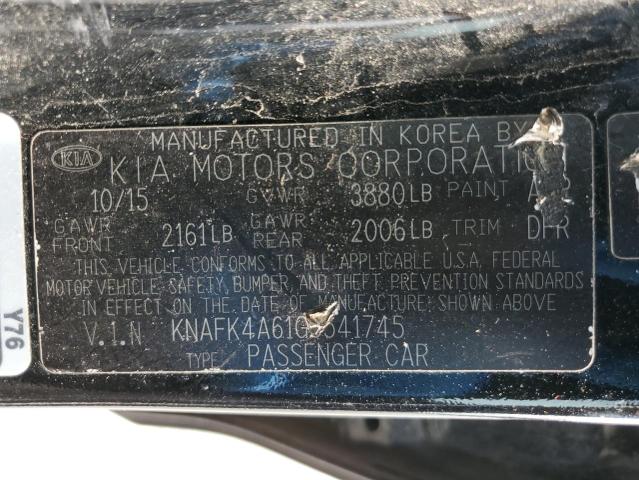 KNAFK4A61G5541745 - 2016 KIA FORTE LX BLACK photo 12