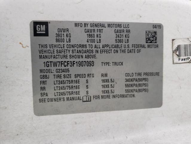 1GTW7FCF3F1907093 - 2015 GMC SAVANA G2500 WHITE photo 13