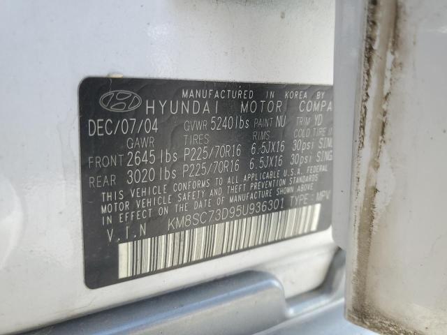 KM8SC73D95U936301 - 2005 HYUNDAI SANTA FE GLS WHITE photo 14