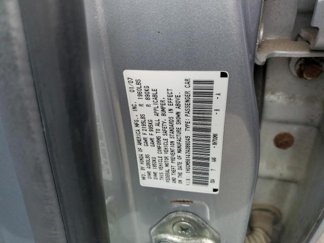 1HGCM56147A086045 - 2007 HONDA ACCORD VALUE SILVER photo 12