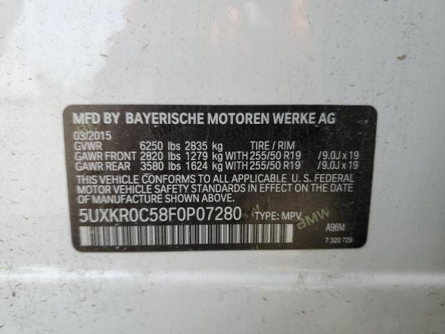 5UXKR0C58F0P07280 - 2015 BMW X5 XDRIVE35I WHITE photo 13