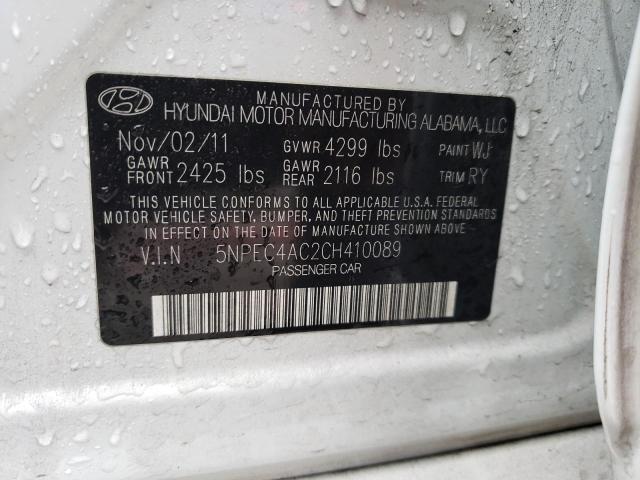 5NPEC4AC2CH410089 - 2012 HYUNDAI SONATA SE WHITE photo 12