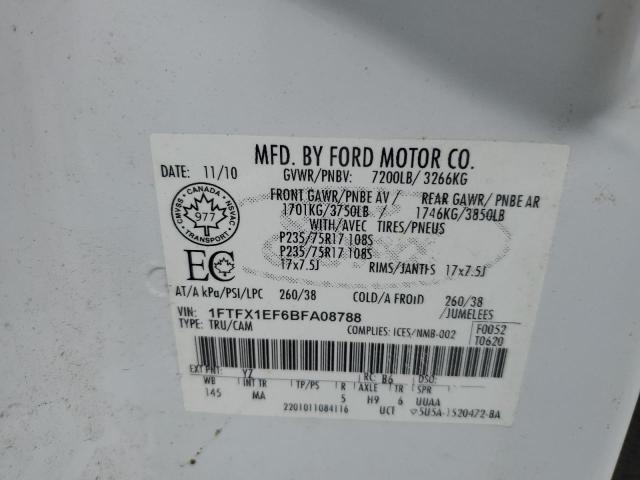 1FTFX1EF6BFA08788 - 2011 FORD F150 SUPER CAB WHITE photo 12