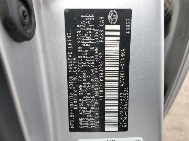 4T1BE46K19U293127 - 2009 TOYOTA CAMRY BASE SILVER photo 12