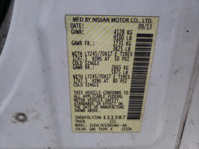 1N6BF0LY2DN111387 - 2013 NISSAN NV 2500 WHITE photo 13