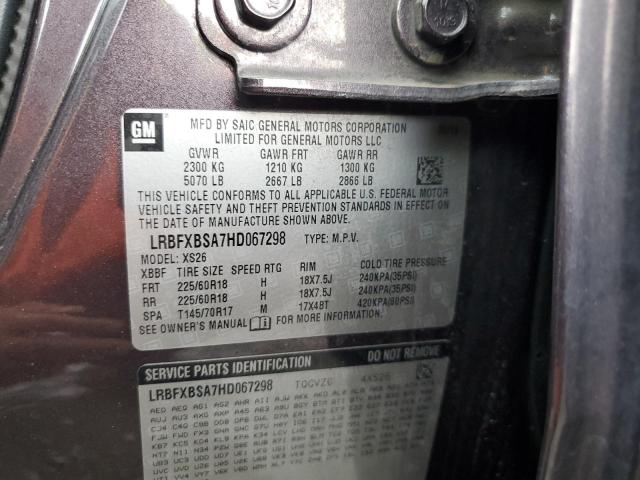 LRBFXBSA7HD067298 - 2017 BUICK ENVISION ESSENCE Մոխրագույն լուսանկար 14