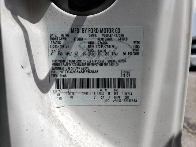 1FTSX20548EE52835 - 2008 FORD F250 SUPER DUTY WHITE photo 12