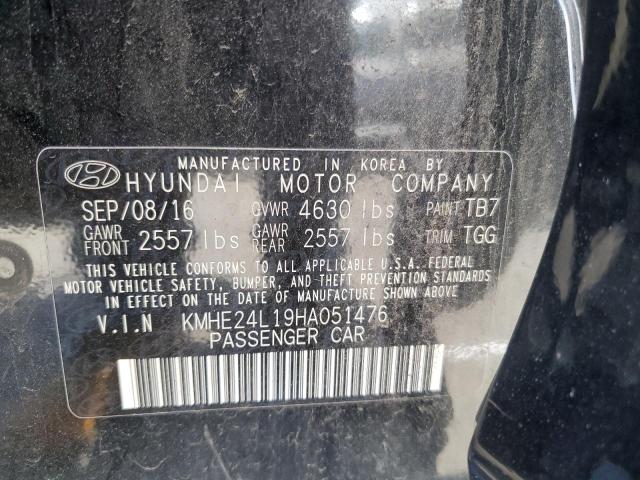 KMHE24L19HA051476 - 2017 HYUNDAI SONATA HYBRID BLACK photo 12