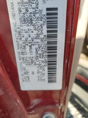 5TBRT34103S421620 - 2003 TOYOTA TUNDRA ACCESS CAB SR5 RED photo 12