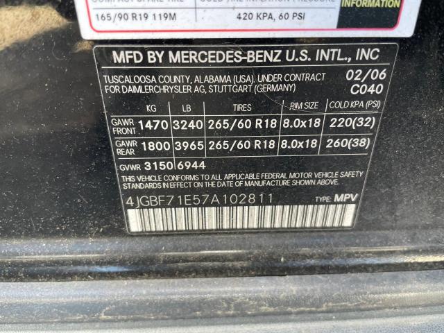 4JGBF71E57A102811 - 2007 MERCEDES-BENZ GL 450 4MATIC BLACK photo 10