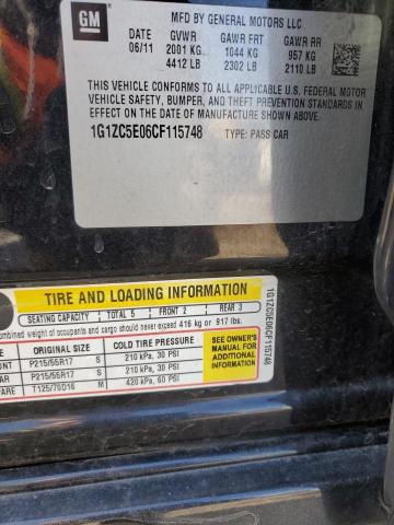 1G1ZC5E06CF115748 - 2012 CHEVROLET MALIBU 1LT 黑色 照片 12