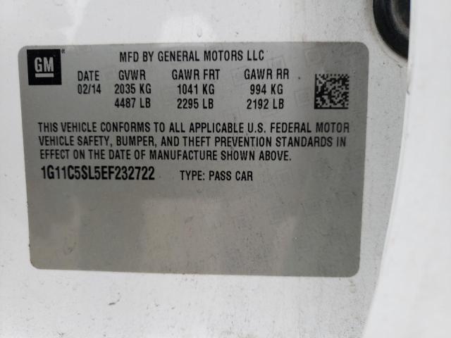 1G11C5SL5EF232722 - 2014 CHEVROLET MALIBU 1LT WHITE photo 13