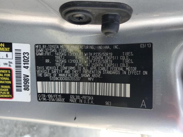 5TDXK3DC6DS355207 - 2013 TOYOTA SIENNA SPORT SILVER photo 12