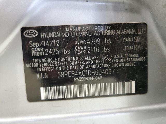 5NPEB4AC1DH604097 - 2013 HYUNDAI SONATA GLS SILVER photo 12