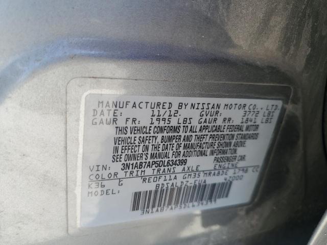 3N1AB7AP5DL634399 - 2013 NISSAN SENTRA S GRAY photo 12