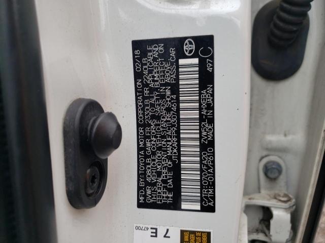 JTDKARFP9J3074614 - 2018 TOYOTA PRIUS PRIM 白色 照片 12